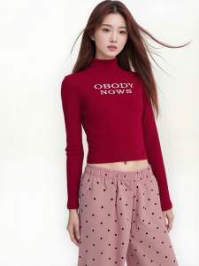 Áo thun nữ croptop cổ lọ tay dài size 35-55kg