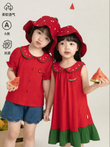 YOEHYAUL | Bộ Mùa Hè Cảm Giác Mát Lạnh Chống Khuẩn Bằng Cotton Cho Bé Gái