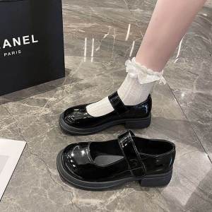 Black Flat Mary Janes for Primary And High School Girls Performance Shoes Stage Princess Flats Casual round Toe Low Heel