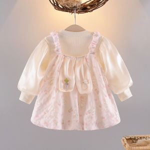 Girl Spring & Fall Baby Clothes K-style Autumn Long Sleeve Bottoming Top Baby Western Style Bud Dress Suit