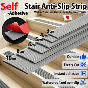 Stair Anti-Slip Strips Self-Adhesive PVC Rubber Tape Anti Slip Stair Nosing Tread Adhesive Stair Edge Protect For Adhesives Waterproof Anti-Slip Sticker For Stair Ramp Flooring Anti Slippery For Tiles Freely Cut To Size Instant Adhesive Durable
