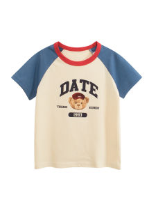 Pure Cotton Childrens T-shirt Baby Girl Summer Short Sleeve Cartoon Print Breathable Comfortable Casual round Neck Top