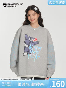 Dangerous People Casual Loose round Neck Sweatshirt Graffiti Hemline D2412NFP1406 Pure E-commerce Cotton Polyester Blend