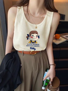 Summer New Design Sense Niche Style Vest Female Plus Size Plus Size Ladies Slim Looking Sleeveless T-shirt Female Waffle Base Tops