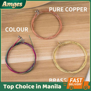 6 Pcs/Set Musical Instrument Accessories Colored Brass And Red Copper Strings Copper Acoustic Guitar E-A String Set