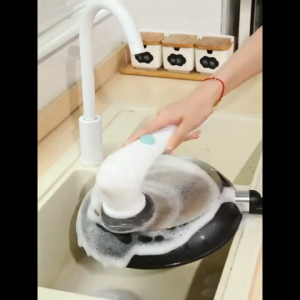 A Cordless Handheld Cleaning Brush with 5 Interchangeable Brush Heads a Portable Rotating Scrubber Suitable for Use in Bathrooms Bathtubs Wall Tiles Floors And Kitchens.