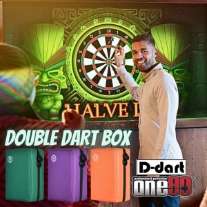 One80 Dart Case - DARK GREEN/PURPLE/ORANGE Double Dart Box / Bag / Wallet