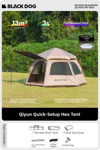 BLACK DOG | Outdoor Quick Set Up Hexagonal Tent Tarp