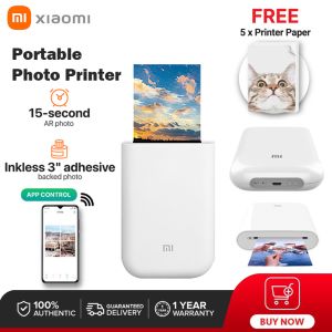Xiaomi Mini Photo Printer Xiaomi Portable Pocket Photo Printer Kit Bluetooth Zink Printer Bluetooth Wireless Thermal Printer Work with Mijia for Mobile Phone