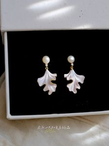 Retro Artistic Natural water Pearl Silver Maple Leaf Fairy New Chinese Style Earrings Fashion Jewelry Accessories