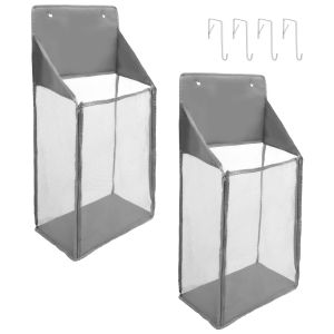 2Pcs Foldable Wall Hanging Mesh Laundry Basket Over the Door Laundry Hamper Portable Hanging Hamper For Bathrooms And Dormitory