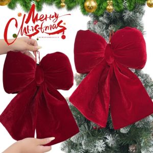 3 cái lớn Xmas DIY Bowknot treo Mặt dây chuyền cây thông noel đỏ nhung mềm nơ lớn quan hệ đồ trang trí tiệc cưới đạo cụ trang trí