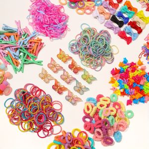 930 Pieces of Butterfly Hairpins for Girls Sweet Hair Ties Rubber Bands and Bows Suitable for Daily Street Parties
