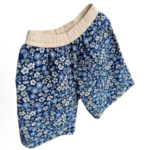 OUMULONG | Breathable Loose Casual Sports Shorts For Men Blue Floral Pattern