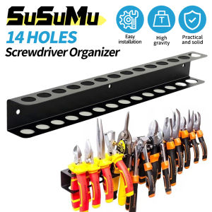 Screwdriver Organizer Tool Wall-mounted 14-hole Hardware Tool Storage for Hex Cross Screw Driver RC Tools Storage Base Stand