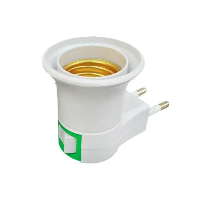 1pcs E27 Lamp Socket Adapter with Switch EU Plug Plastic Standard Screw-in Socket Outlet Converter Bulbs for Home