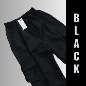 KIYA CARGO - Cargo Pants Wanita HItam Jumbo Highwaist Loose - Celana Kargo Panjang Wanita Korea Style Terbaru