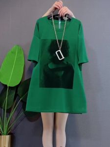 Fashionable Oversized Short Sleeve T-Shirt Dress Mid-Length Summer Trendy Top High-End Brand Siya Wei XYW2024-5433