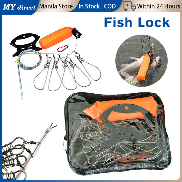 Fish Lock Buckle Wire String 5-snap Float Fish Stringer Controller Clip ...