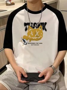 Áo Thun Cotton Nam Tay Ngắn Mùa Hè 2025 Dáng Rộng Thoải Mái Thường Ngày Đa Năng Cổ Tròn in Họa Tiết 3D