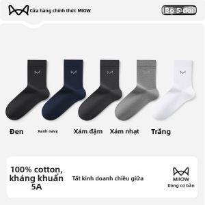 Tất nam MiiOW làm bằng vải cotton dài đến bắp chân khử mùi thoải mái