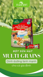 Bột Sữa Hạt Multi Grains Xuân An[ít đường]Túi 400g(25g*16 gói)(Tặng Kèm 1 ly sứ cao cấp)