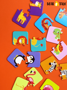 BEAR TALE Literacy Puzzles Fun Puzzles Animals Fruits Educational Puzzles For Kids 16Pcs