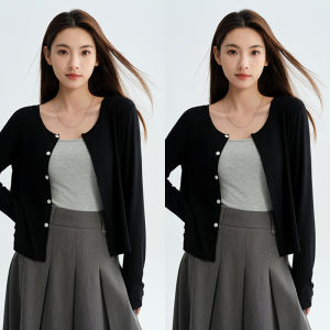 MiiOW | Slim Fit Round Neck Short Coat For Women Long Sleeve Summer New Style Breathable Sun Protection Open Cardigan Casual Shirt