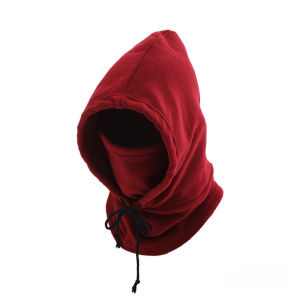 Winter Balaclava Hooded Scarf - Warm Neck Gaiter with Hood for Outdoor Activities Cycling Skiing - Black Pink RedGrey