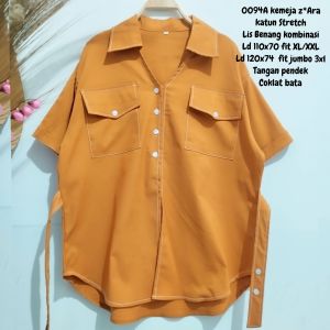 0094A size xl 3xl jumbo  kemeja katun Stretch Komb lisi bennagwayfansix lubana gstyle kemeja korea kemeja kerja tangan pendek dan panjang