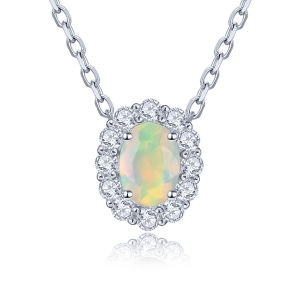 Lohaspie Jewelry Genuine Sterling Silver Pendant 925 Original Natural Opal Rhodolite Garnet Blue Topaz Pendant Oval Cut Gemstone Necklace For Women Silver Original 925 Jewelry