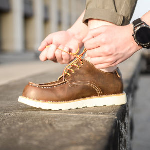 Retro Martin Shoes Low Cut Mens Workwear Leather Shoes British Style Casual Genuine Leather Big Head Work Boots