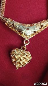 สร้อยคอจี้หัวใจตาข่าย 8เหลี่ยม 4มิล ยาว18นิ้ว