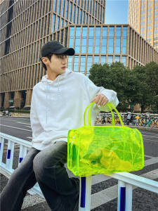 PVC Waterproof Transparent Swimming Gym Bag Travel Bag Womens and Womens Lightweight and Large Capacity Handbag Shoulder Bag Beach