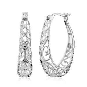 Huitan Delicate Graceful Hollow-out Design Hoop Earrings Metallic Style Accessories for Women Elegant Temperament Jewelry Gift