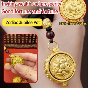 Zodiac Pendant Jubilee Pot Handle Pieces Can Be Rotated Key Ring Good Luck Bring In Wealth And Treasure Gift Brass