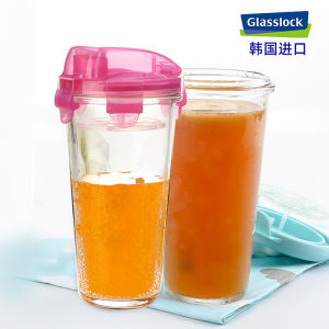 Heat Resistant Tempered Glass Cup for Women Cute Korean Style Student Water Cup Portable 450ml Transparent round Shape Glass Cup