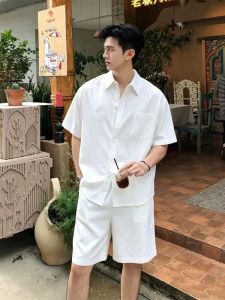 ZHUOCAN | Classic Vintage Summer Linen Mens Suit Set