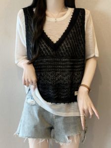 Áo Thun Lụa Băng Size Lớn Giả 2 Mảnh