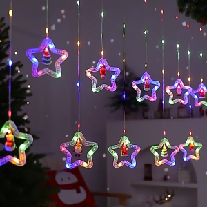 ไฟประดับ 3 เมตร ปรับได้ 8 จังหวะ ไฟประดับม่านคริสต์มาส ตกแต่งปีใหม่ ไฟม่าน LED ไฟสตริงสีอบอุ่น