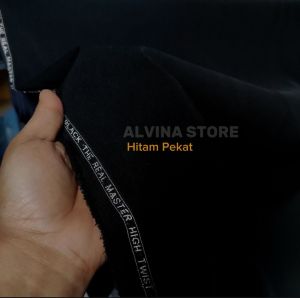 Kain JETBLACK STARLET HIGH TWIST per 1.25 HITAM PEKAT TEBAL JATUH LEMBUT ADEM TIDAK MUDAH KUSUT GAK LICIN  untuk CELANA FORMALROK JAS DRESS BLAZER JAKET ROMPI SPAN KULOT DLL