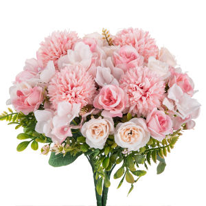 Artificial Flowers Rose chrysanthemum Silk Bouquet For Wedding outdoor garden archway Decor Home Festival Garland Accessories