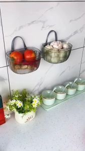 Giỏ Đựng Hành Gừng Tỏi Hộp Đựng Rau Củ Treo Tường Dụng Cụ Sắp Xếp Nhà Bếp Phụ Kiện Phòng Tắm Gia Đình Không Ổ Cắm