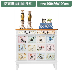 American Style Wooden Drawer Shoe Cabinet Living Room Entrance Indoor Balcony Storage Retro Design Multi-Functional Furniture