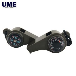Survival Whistle High Decibel 3in1 Compass Thermometer Outdoor Tool for Camping Hiking LW6028