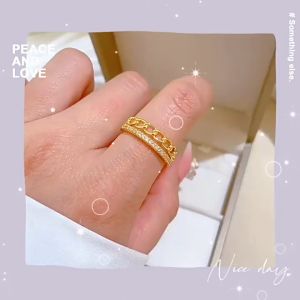 Nhẫn Titan mạ vàng 24k không han rỉ bóng sáng bảo hành 02 năm Vương Miện MLJG324