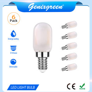 6 Packs LED Filament Bulb E12 E14 T22 Frosted Glass Edison Bulb Dimmable Energy Saving Light Bulb 2700K Warm White Refrigerator Lamp for home