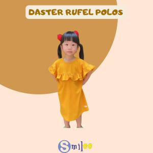 Daster Anak Rufel Polos Smilee Warna Kuning Kunyit Size 1-5Tahun