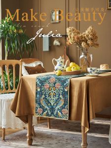 Retro European Linen Table Flag High End Dining Table Cloth Tea Table TV Cabinet Long Solitary Piece Home Textile Art