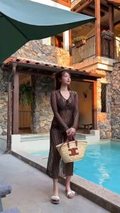 ซีทรูแขนยาวตัวยาวกระโปรงยาว งานซีทรูบิกินี่ ชูด 5 ว่ายน้ำ สาวอวบใส่ได้ ป้าย SHEENY